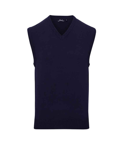 Premier PR699 Navy Front - Knitted Jumper Ready to be Embroidered by Custard Workwear - Cheap Personalised and Customised Workwear in Nottinghamshire, Derbyshire and Leicestershire