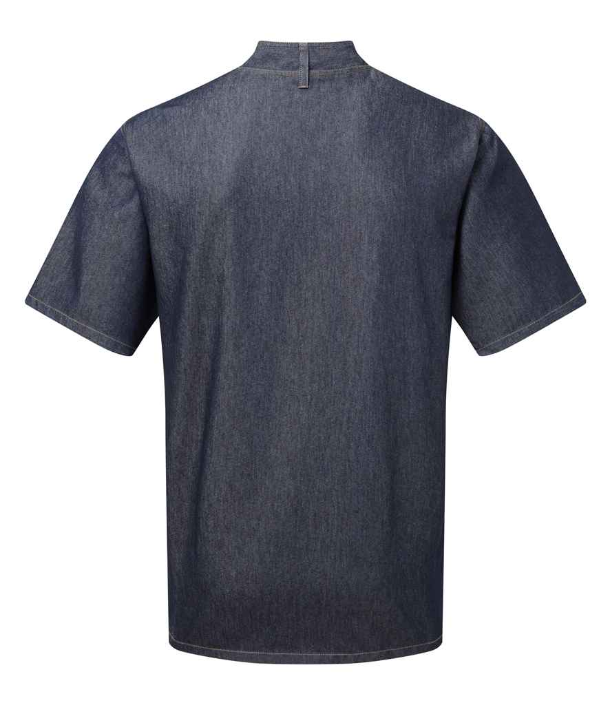Premier PR906 Indigo Denim Back - Tunic Ready to be Embroidered and Printed by Custard Workwear - Cheap Personalised and Customised Workwear in Nottinghamshire, Derbyshire and Leicestershire