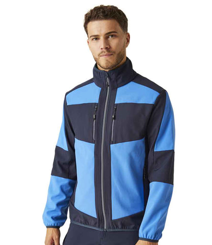 Regatta Professional RG384 Strong Blue/Navy Model - Soft Shell Ready to be Embroidered and Printed by Custard Workwear - Cheap Personalised and Customised Workwear in Nottinghamshire, Derbyshire and Leicestershire