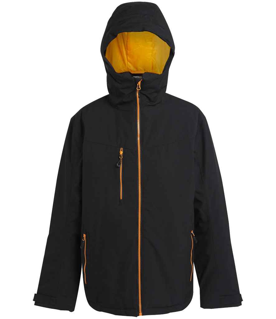 Regatta Professional RG443 Black/Orange Pop Front - Jacket Ready to be Embroidered and Printed by Custard Workwear - Cheap Personalised and Customised Workwear in Nottinghamshire, Derbyshire and Leicestershire