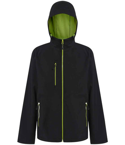 Regatta Professional RG454 Black/Lime Green Front - Soft Shell Ready to be Embroidered and Printed by Custard Workwear - Cheap Personalised and Customised Workwear in Nottinghamshire, Derbyshire and Leicestershire