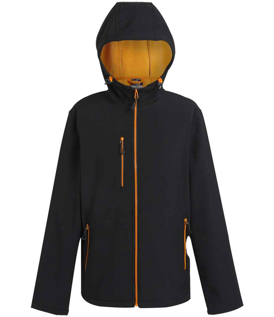 Regatta Professional RG454 Black/Orange Pop Front - Soft Shell Ready to be Embroidered and Printed by Custard Workwear - Cheap Personalised and Customised Workwear in Nottinghamshire, Derbyshire and Leicestershire