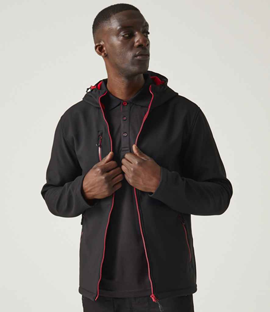 Regatta Professional RG454 Black/Classic Red Model - Soft Shell Ready to be Embroidered and Printed by Custard Workwear - Cheap Personalised and Customised Workwear in Nottinghamshire, Derbyshire and Leicestershire