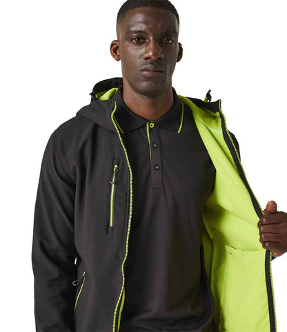 Regatta Professional RG454 Black/Lime Green Model - Soft Shell Ready to be Embroidered and Printed by Custard Workwear - Cheap Personalised and Customised Workwear in Nottinghamshire, Derbyshire and Leicestershire