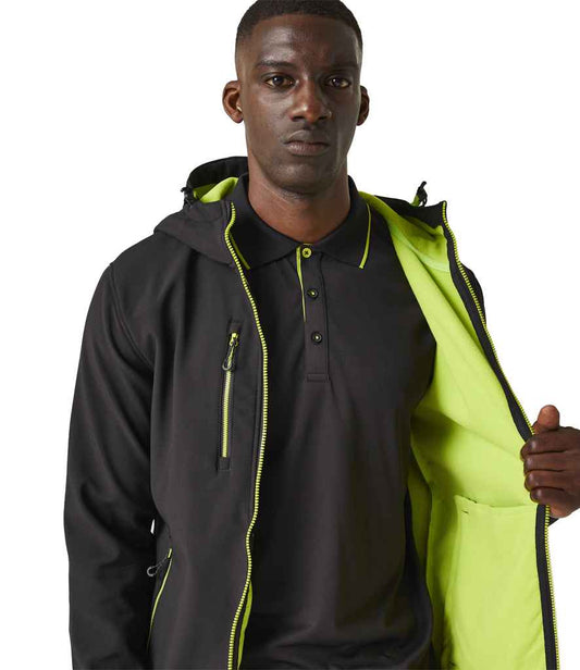 Regatta Professional RG454 Black/Lime Green Model - Soft Shell Ready to be Embroidered and Printed by Custard Workwear - Cheap Personalised and Customised Workwear in Nottinghamshire, Derbyshire and Leicestershire