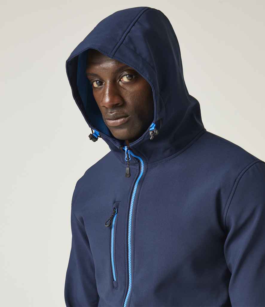 Regatta Professional RG454 Navy/French Blue Model - Soft Shell Ready to be Embroidered and Printed by Custard Workwear - Cheap Personalised and Customised Workwear in Nottinghamshire, Derbyshire and Leicestershire