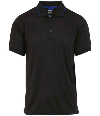 Regatta Professional RG456 Black/New Royal Blue Front - Polo Ready to be Printed by Custard Workwear - Cheap Personalised and Customised Workwear in Nottinghamshire, Derbyshire and Leicestershire