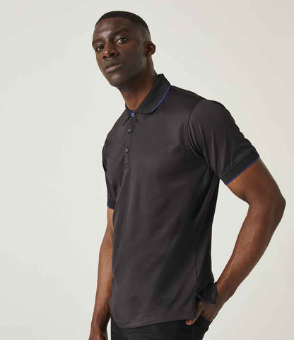 Regatta Professional RG456 Black/New Royal Blue Model - Polo Ready to be Printed by Custard Workwear - Cheap Personalised and Customised Workwear in Nottinghamshire, Derbyshire and Leicestershire