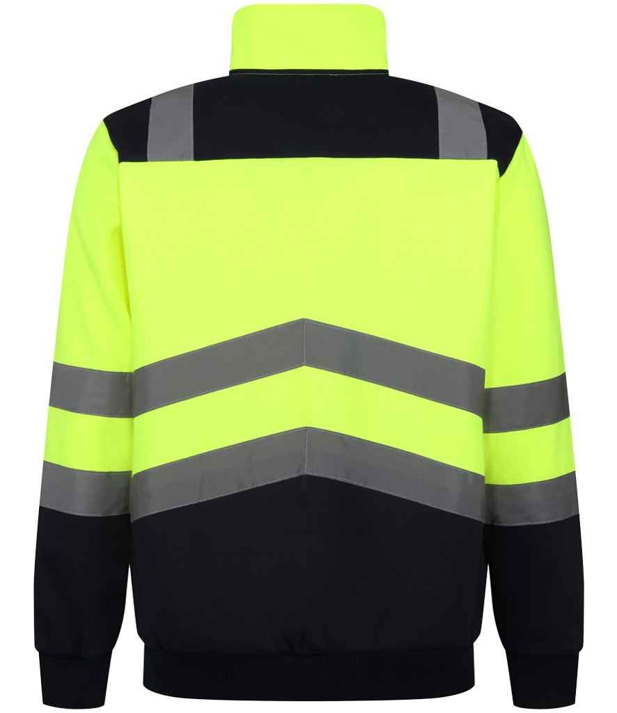 Regatta Hi-Vis RG460 Yellow/Navy Back - Sweatshirt Ready to be Embroidered and Printed by Custard Workwear - Cheap Personalised and Customised Workwear in Nottinghamshire, Derbyshire and Leicestershire