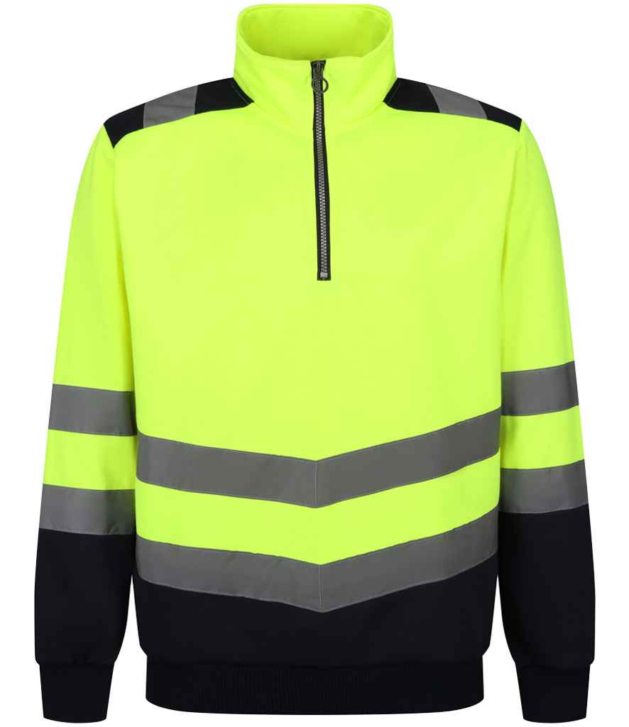 Regatta Hi-Vis RG460 Yellow/Navy Front - Sweatshirt Ready to be Embroidered and Printed by Custard Workwear - Cheap Personalised and Customised Workwear in Nottinghamshire, Derbyshire and Leicestershire