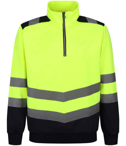 Regatta Hi-Vis RG460 Yellow/Navy Front - Sweatshirt Ready to be Embroidered and Printed by Custard Workwear - Cheap Personalised and Customised Workwear in Nottinghamshire, Derbyshire and Leicestershire
