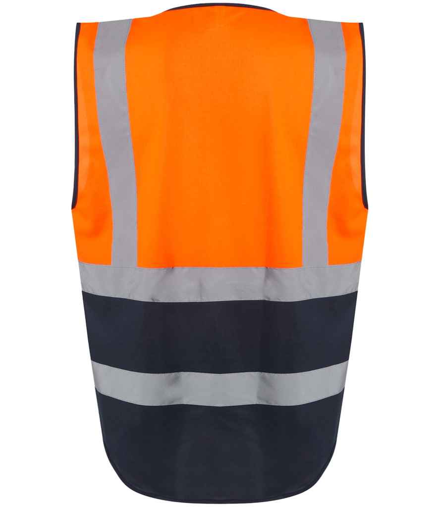 Regatta Hi-Vis RG464 Orange/Navy Back - Vest Ready to be Printed by Custard Workwear - Cheap Personalised and Customised Workwear in Nottinghamshire, Derbyshire and Leicestershire