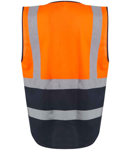 Regatta Hi-Vis RG464 Orange/Navy Back - Vest Ready to be Printed by Custard Workwear - Cheap Personalised and Customised Workwear in Nottinghamshire, Derbyshire and Leicestershire