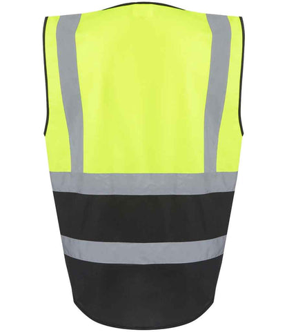 Regatta Hi-Vis RG464 Yellow/Black Back - Vest Ready to be Printed by Custard Workwear - Cheap Personalised and Customised Workwear in Nottinghamshire, Derbyshire and Leicestershire