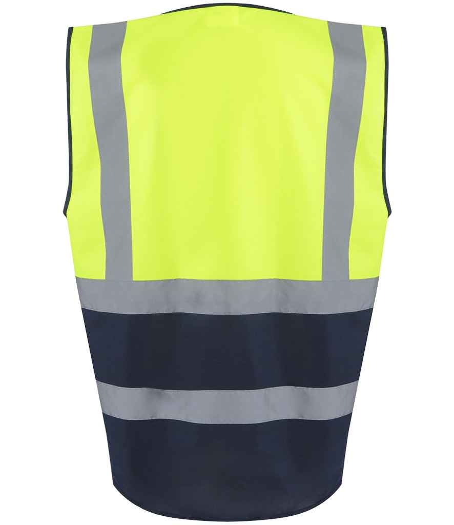 Regatta Hi-Vis RG464 Yellow/Navy Back - Vest Ready to be Printed by Custard Workwear - Cheap Personalised and Customised Workwear in Nottinghamshire, Derbyshire and Leicestershire