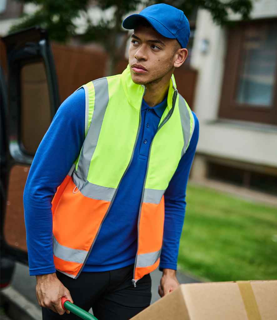 Regatta Hi-Vis RG469 Yellow/Orange Model - Bodywarmer Ready to be Printed by Custard Workwear - Cheap Personalised and Customised Workwear in Nottinghamshire, Derbyshire and Leicestershire