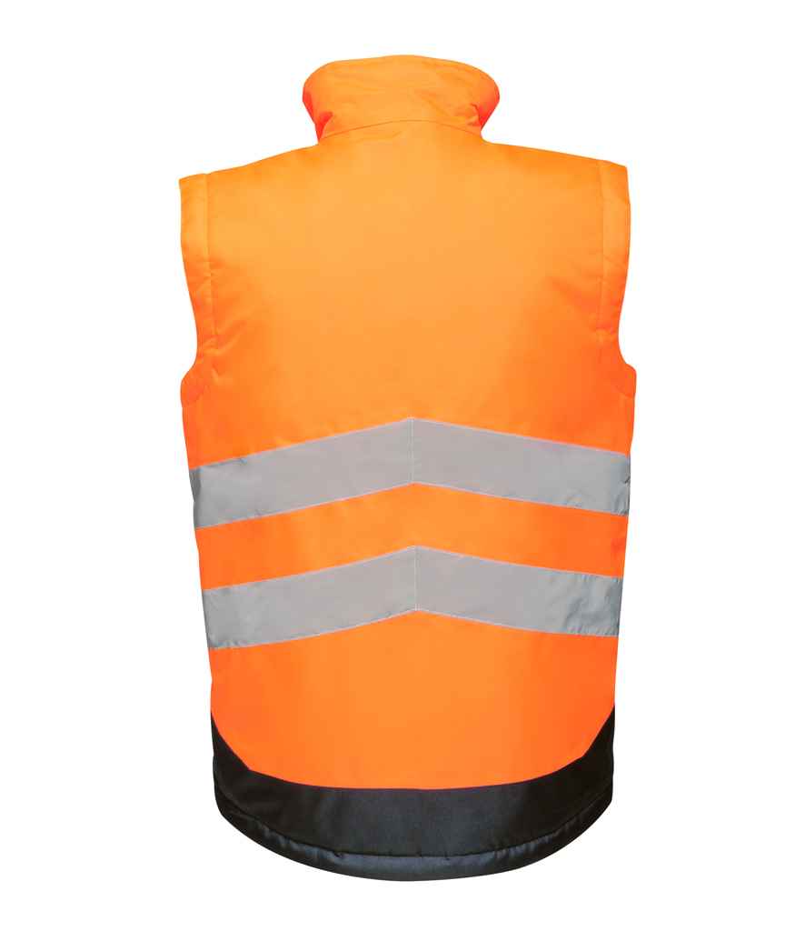 Regatta Hi-Vis RG475 Orange/Navy Back - Bodywarmer Ready to be Embroidered and Printed by Custard Workwear - Cheap Personalised and Customised Workwear in Nottinghamshire, Derbyshire and Leicestershire