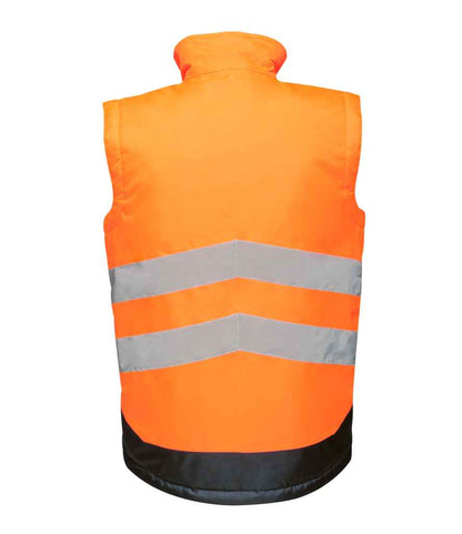 Regatta Hi-Vis RG475 Orange/Navy Back - Bodywarmer Ready to be Embroidered and Printed by Custard Workwear - Cheap Personalised and Customised Workwear in Nottinghamshire, Derbyshire and Leicestershire