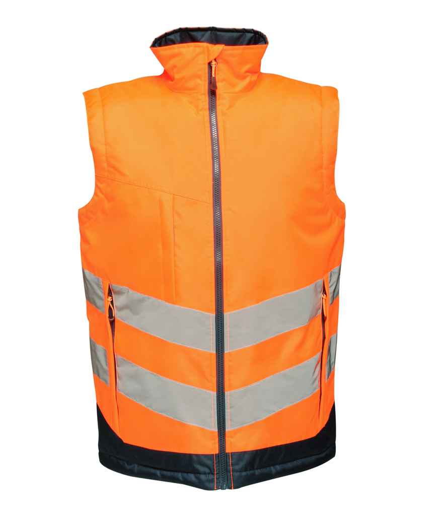 Regatta Hi-Vis RG475 Orange/Navy Front - Bodywarmer Ready to be Embroidered and Printed by Custard Workwear - Cheap Personalised and Customised Workwear in Nottinghamshire, Derbyshire and Leicestershire