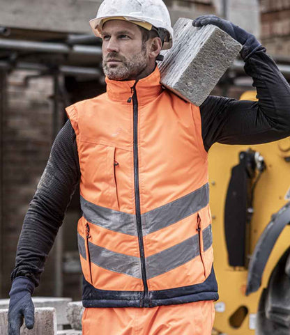 Regatta Hi-Vis RG475 Orange/Navy Model - Bodywarmer Ready to be Embroidered and Printed by Custard Workwear - Cheap Personalised and Customised Workwear in Nottinghamshire, Derbyshire and Leicestershire