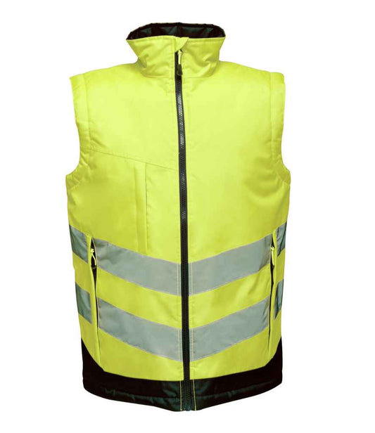 Regatta Hi-Vis RG475 Yellow/Navy Front - Bodywarmer Ready to be Embroidered and Printed by Custard Workwear - Cheap Personalised and Customised Workwear in Nottinghamshire, Derbyshire and Leicestershire