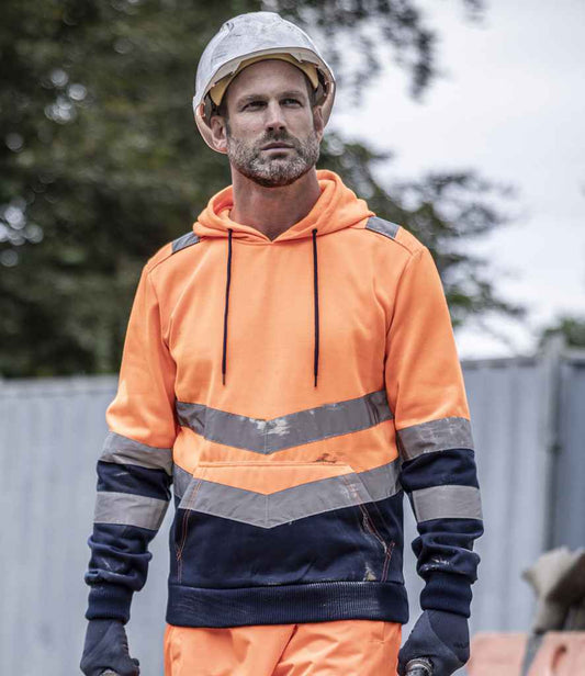 Regatta Hi-Vis RG484 Orange/Navy Model - Hood Ready to be Embroidered and Printed by Custard Workwear - Cheap Personalised and Customised Workwear in Nottinghamshire, Derbyshire and Leicestershire