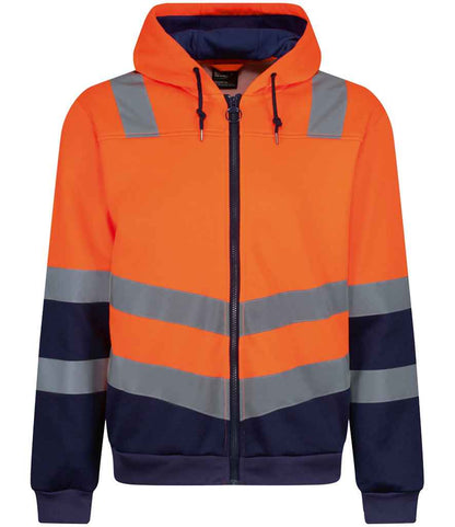 Regatta Hi-Vis RG485 Orange/Navy Front - Hood Ready to be Embroidered and Printed by Custard Workwear - Cheap Personalised and Customised Workwear in Nottinghamshire, Derbyshire and Leicestershire
