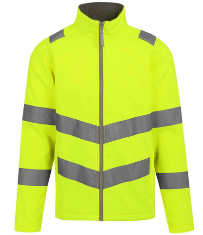 Regatta Hi-Vis RG557 Yellow Front - Soft Shell Ready to be Embroidered and Printed by Custard Workwear - Cheap Personalised and Customised Workwear in Nottinghamshire, Derbyshire and Leicestershire