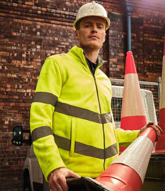 Regatta Hi-Vis RG558 Yellow Model - Fleece Ready to be Embroidered by Custard Workwear - Cheap Personalised and Customised Workwear in Nottinghamshire, Derbyshire and Leicestershire