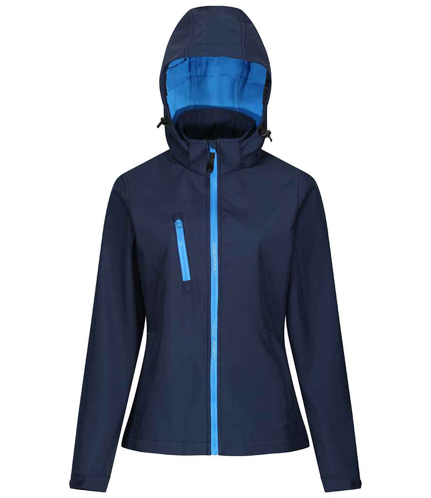 Regatta Professional RG636 Navy/French Blue Front - Soft Shell Ready to be Embroidered and Printed by Custard Workwear - Cheap Personalised and Customised Workwear in Nottinghamshire, Derbyshire and Leicestershire