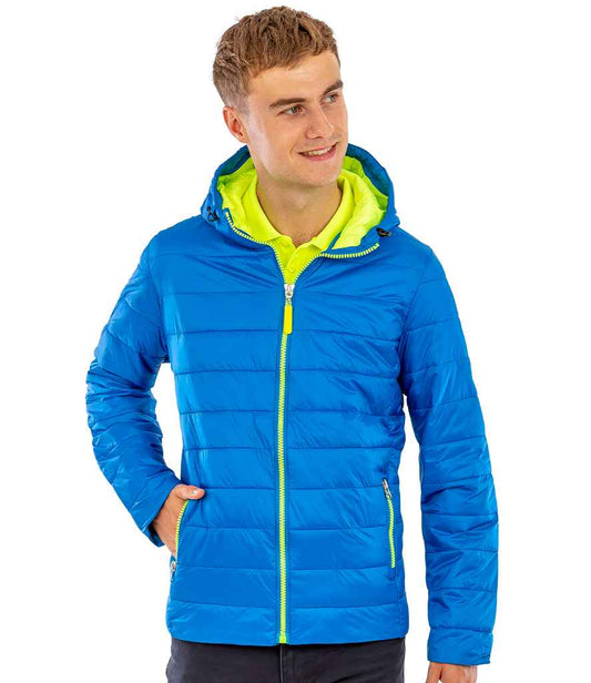 Result RS194M Ocean Blue/Lime Green Model -  Ready to be Embroidered by Custard Workwear - Cheap Personalised and Customised Workwear in Nottinghamshire, Derbyshire and Leicestershire