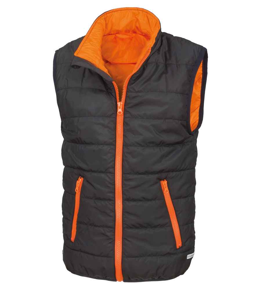 Result RS234B Black/Orange Front -  Ready to be Embroidered by Custard Workwear - Cheap Personalised and Customised Workwear in Nottinghamshire, Derbyshire and Leicestershire