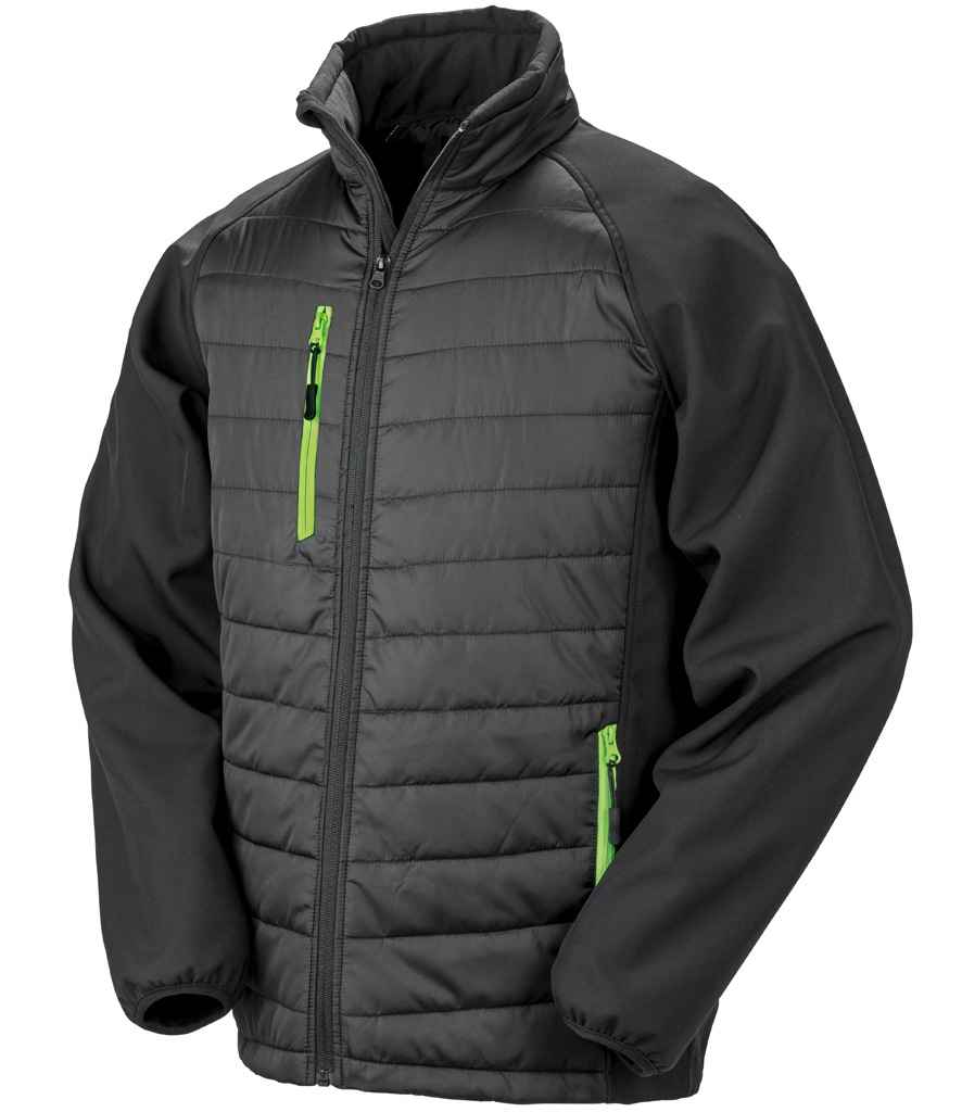 Result RS237 Black/Lime Green Front -  Ready to be Embroidered and Printed by Custard Workwear - Cheap Personalised and Customised Workwear in Nottinghamshire, Derbyshire and Leicestershire