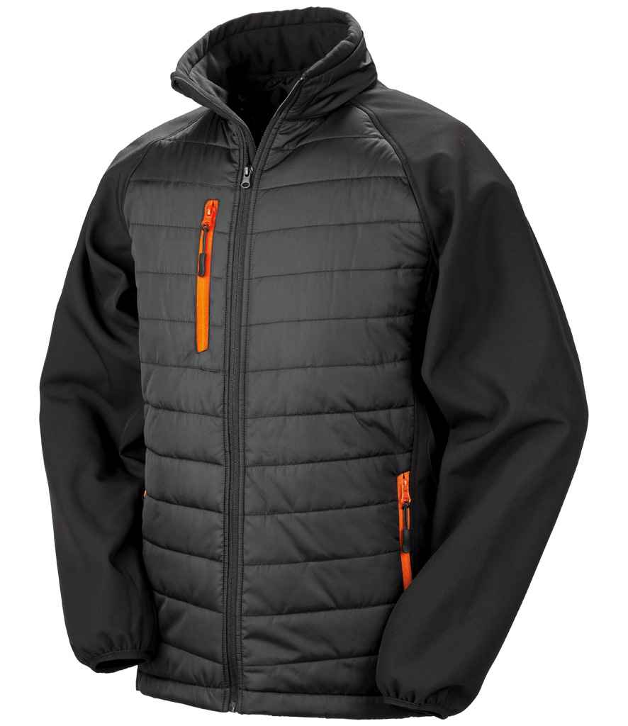 Result RS237 Black/Orange Front -  Ready to be Embroidered and Printed by Custard Workwear - Cheap Personalised and Customised Workwear in Nottinghamshire, Derbyshire and Leicestershire
