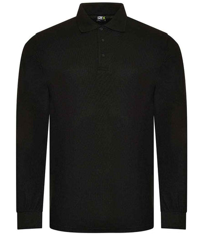 Pro RTX RX102 Black Front - Long Sleeve Polo Shirt Ready to be Embroidered and Printed by Custard Workwear - Cheap Personalised and Customised Workwear in Nottinghamshire, Derbyshire and Leicestershire