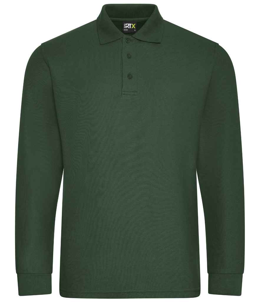 Pro RTX RX102 Bottle Green Front - Long Sleeve Polo Shirt Ready to be Embroidered and Printed by Custard Workwear - Cheap Personalised and Customised Workwear in Nottinghamshire, Derbyshire and Leicestershire