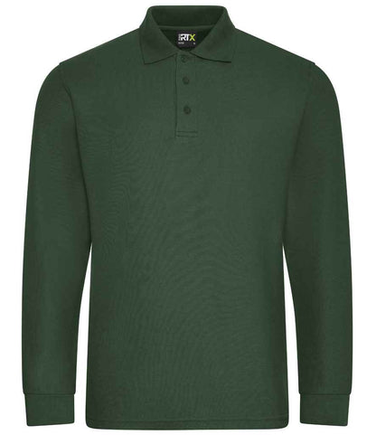 Pro RTX RX102 Bottle Green Front - Long Sleeve Polo Shirt Ready to be Embroidered and Printed by Custard Workwear - Cheap Personalised and Customised Workwear in Nottinghamshire, Derbyshire and Leicestershire