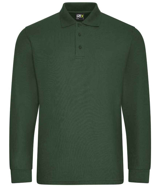 Pro RTX RX102 Bottle Green Front - Long Sleeve Polo Shirt Ready to be Embroidered and Printed by Custard Workwear - Cheap Personalised and Customised Workwear in Nottinghamshire, Derbyshire and Leicestershire