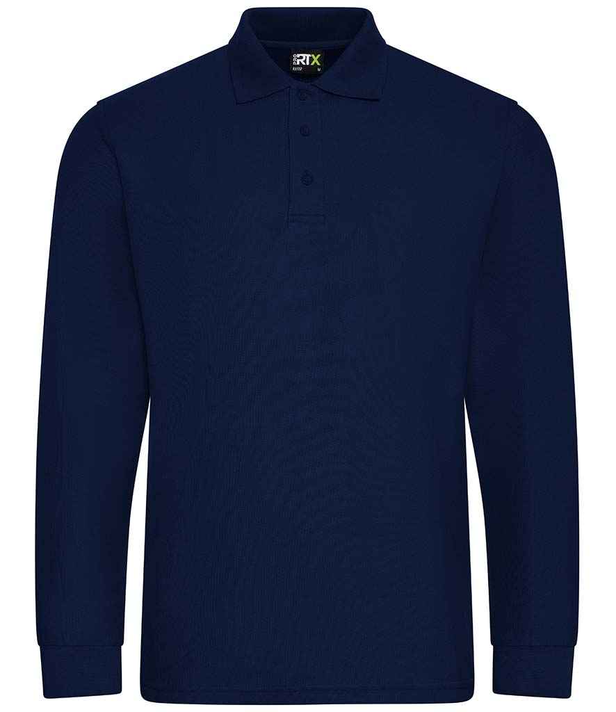 Pro RTX RX102 Navy Front - Long Sleeve Polo Shirt Ready to be Embroidered and Printed by Custard Workwear - Cheap Personalised and Customised Workwear in Nottinghamshire, Derbyshire and Leicestershire