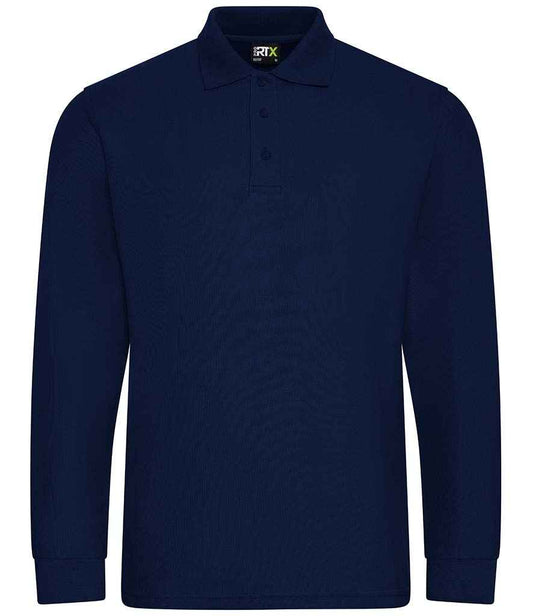 Pro RTX RX102 Navy Front - Long Sleeve Polo Shirt Ready to be Embroidered and Printed by Custard Workwear - Cheap Personalised and Customised Workwear in Nottinghamshire, Derbyshire and Leicestershire