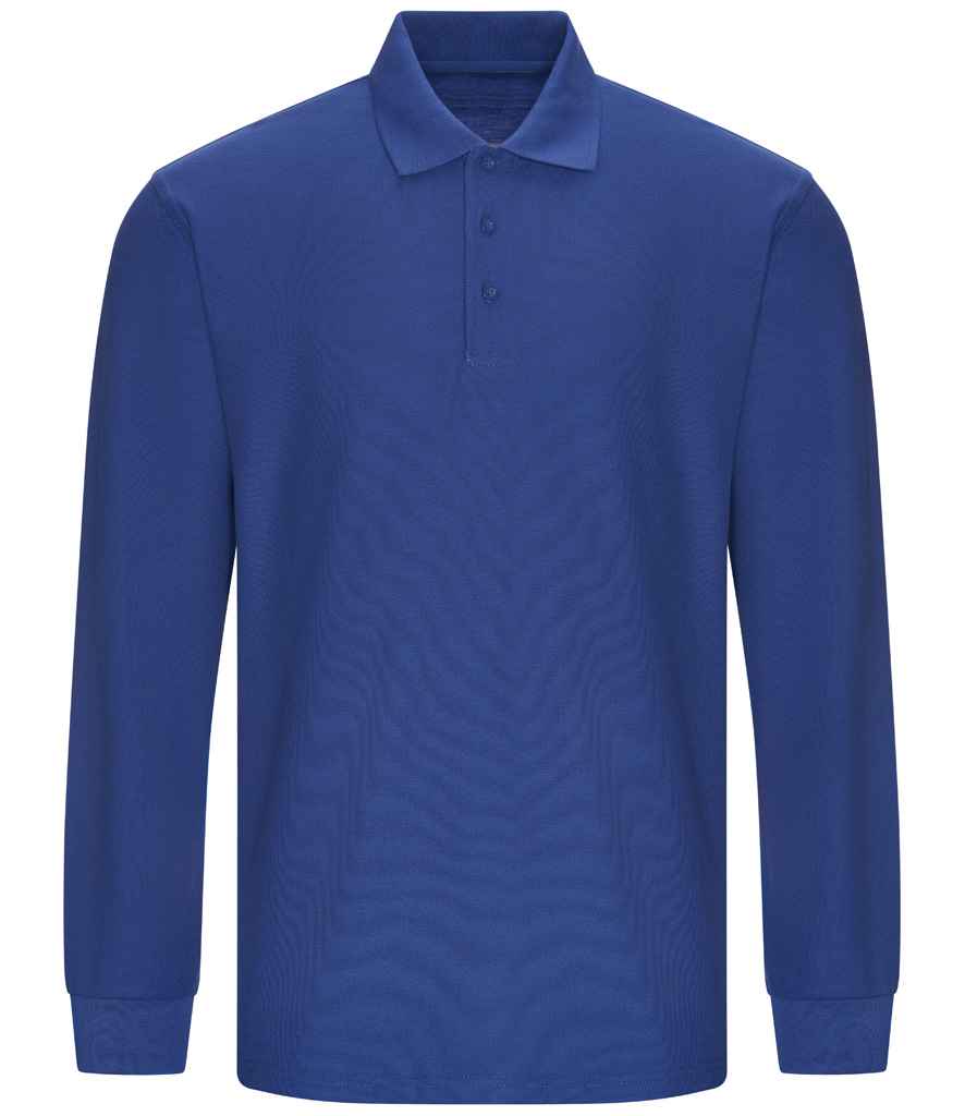 Pro RTX RX102 Royal Blue Front - Long Sleeve Polo Shirt Ready to be Embroidered and Printed by Custard Workwear - Cheap Personalised and Customised Workwear in Nottinghamshire, Derbyshire and Leicestershire