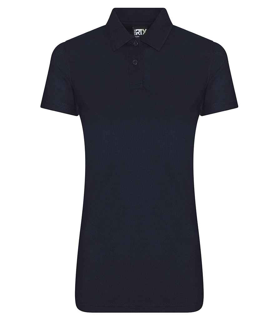 Pro RTX RX105F Navy Front - Ladies Polyester Polo Shirt Ready to be Embroidered and Printed by Custard Workwear - Cheap Personalised and Customised Workwear in Nottinghamshire, Derbyshire and Leicestershire