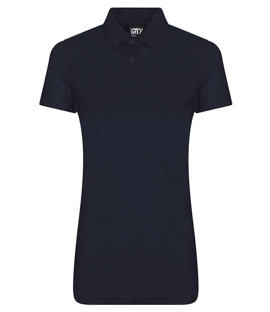Pro RTX RX105F Navy Front - Ladies Polyester Polo Shirt Ready to be Embroidered and Printed by Custard Workwear - Cheap Personalised and Customised Workwear in Nottinghamshire, Derbyshire and Leicestershire