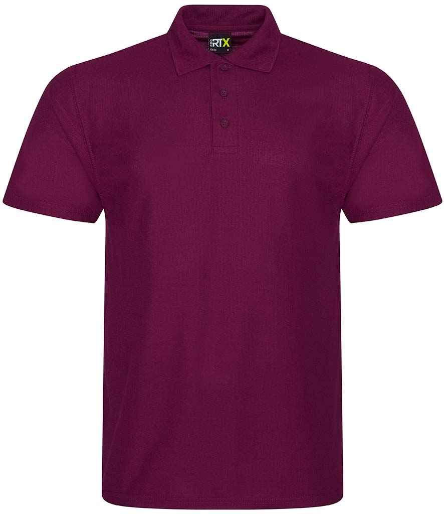Pro RTX RX105 Burgundy Front - Polyester Polo Shirt Ready to be Embroidered and Printed by Custard Workwear - Cheap Personalised and Customised Workwear in Nottinghamshire, Derbyshire and Leicestershire