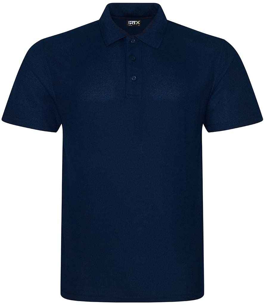 Pro RTX RX105 Navy Front - Polyester Polo Shirt Ready to be Embroidered and Printed by Custard Workwear - Cheap Personalised and Customised Workwear in Nottinghamshire, Derbyshire and Leicestershire