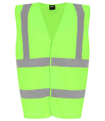 Pro RTX RX700B Lime Green Front - Kids Hi Vis Vest Ready to be Printed by Custard Workwear - Cheap Personalised and Customised Workwear in Nottinghamshire, Derbyshire and Leicestershire