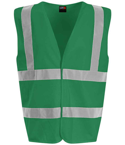 Pro RTX RX700 Kelly Green Front - Hi Vis Vest Ready to be Printed by Custard Workwear - Cheap Personalised and Customised Workwear in Nottinghamshire, Derbyshire and Leicestershire