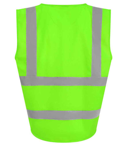 Pro RTX RX700 Lime Green Back - Hi Vis Vest Ready to be Printed by Custard Workwear - Cheap Personalised and Customised Workwear in Nottinghamshire, Derbyshire and Leicestershire