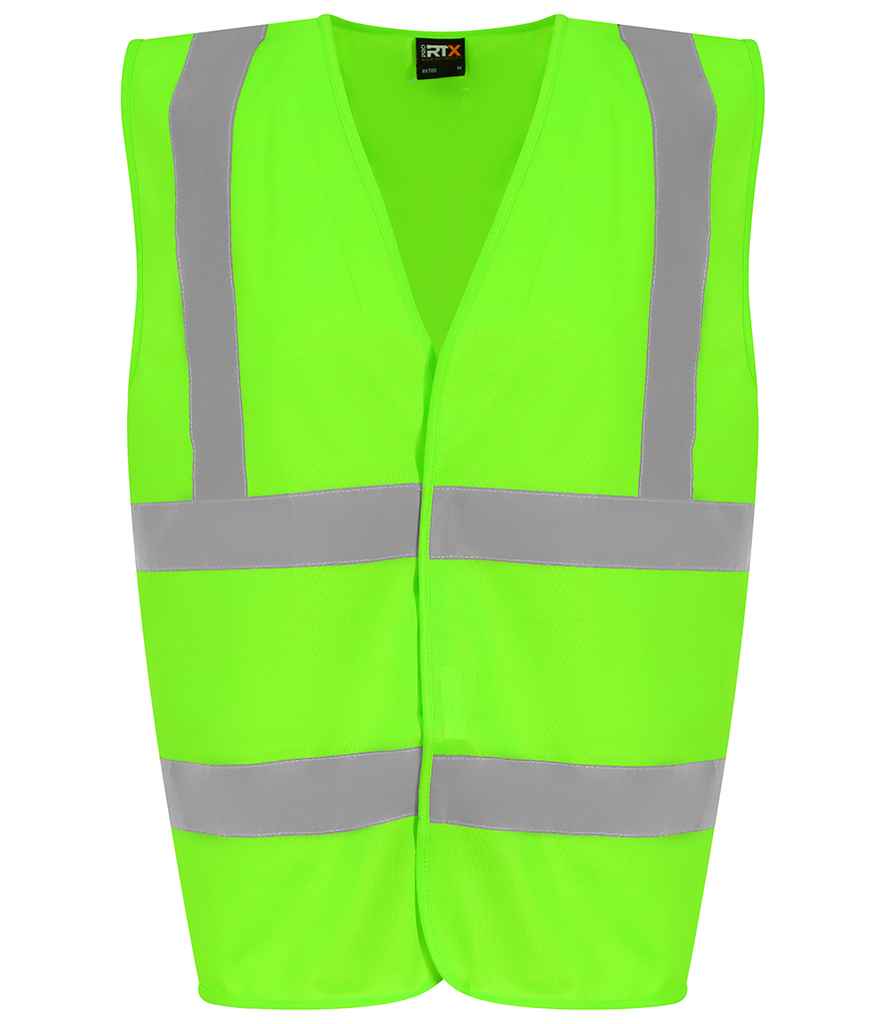 Pro RTX RX700 Lime Green Front - Hi Vis Vest Ready to be Printed by Custard Workwear - Cheap Personalised and Customised Workwear in Nottinghamshire, Derbyshire and Leicestershire