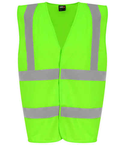 Pro RTX RX700 Lime Green Front - Hi Vis Vest Ready to be Printed by Custard Workwear - Cheap Personalised and Customised Workwear in Nottinghamshire, Derbyshire and Leicestershire